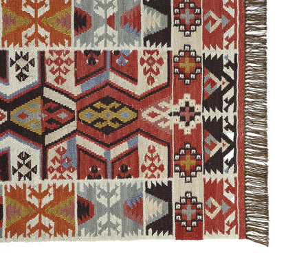 Multicolor Hand Woven Wool Punja Kilim - 3'x5'