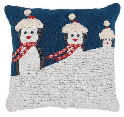 Blue and White Cotton Jacquard Cushion Cover