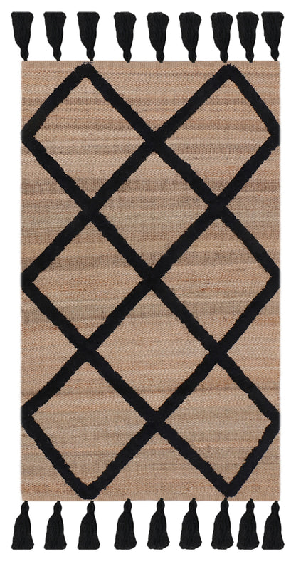 Hand Woven Jute Rug with Tassels