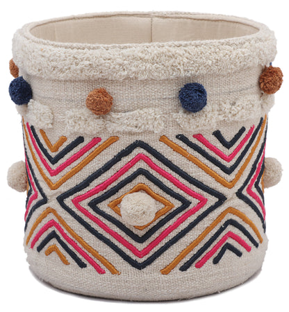 Multicolor Cotton Embroided Basket