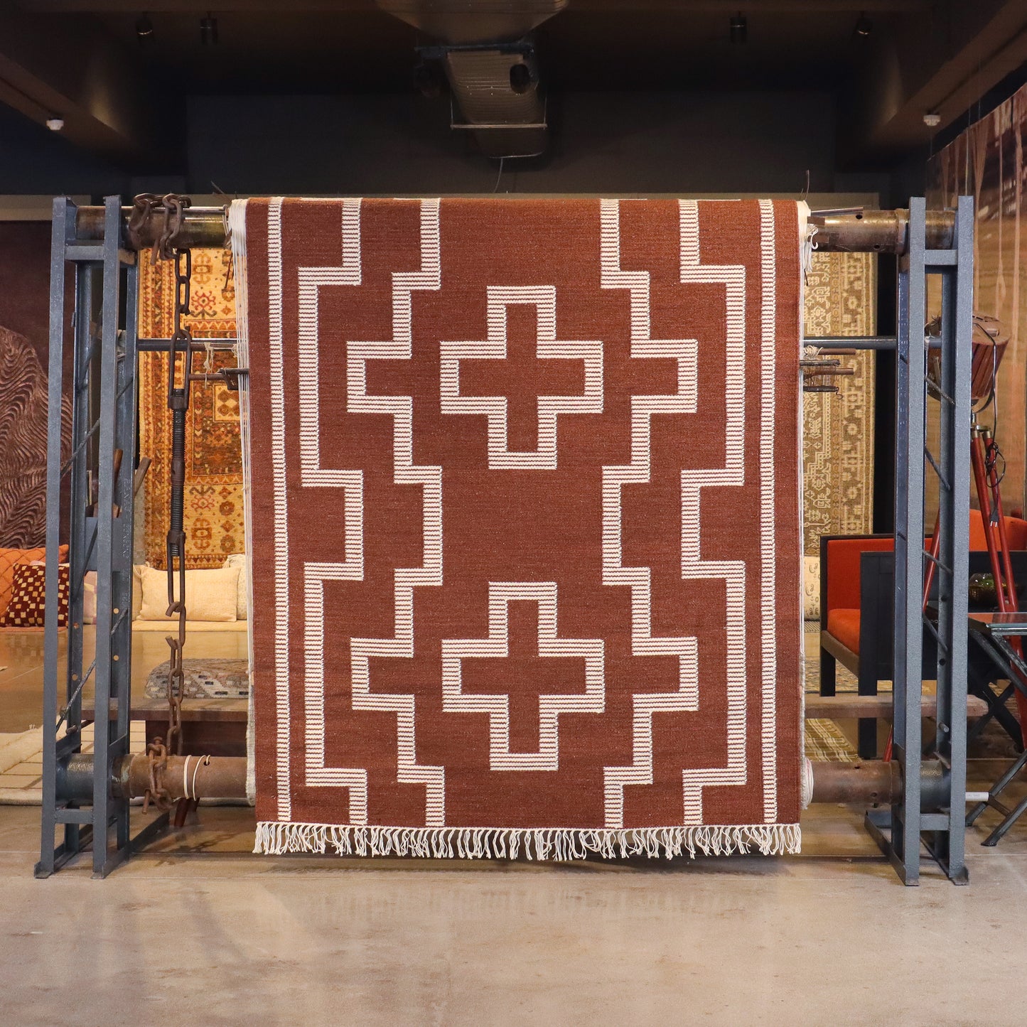 Hand Woven Wool Kilim - 5'x8'