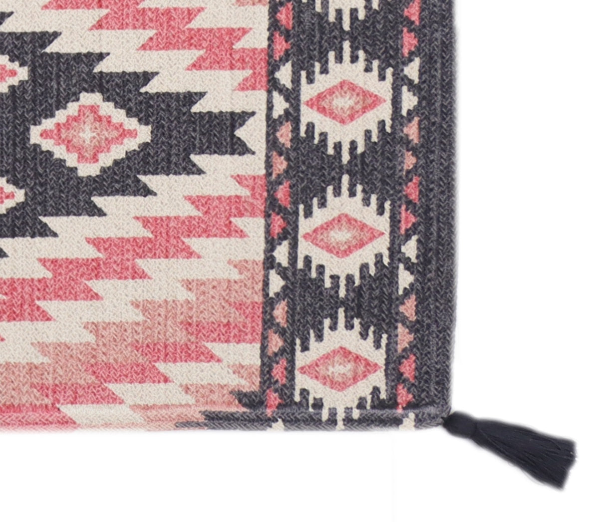 Multicolor Cotton Braided Screen Printed Dhurrie with Tassels - 2.5'x5'