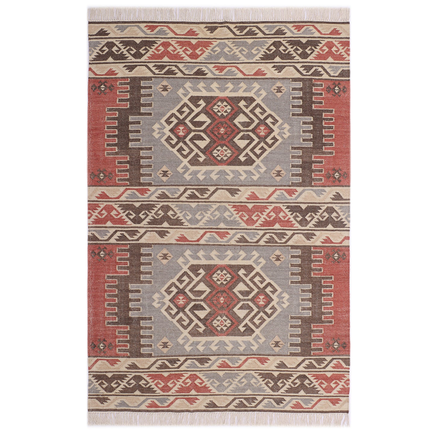 Hand Woven Wool Kilim - 5'x8'