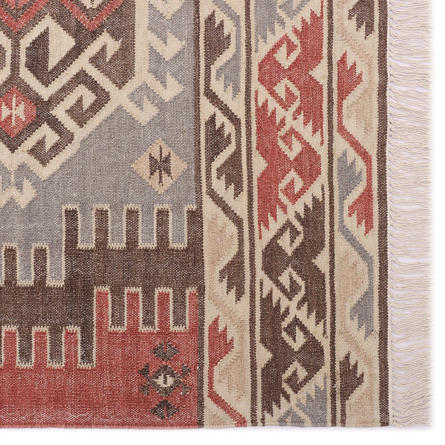 Hand Woven Wool Kilim - 5'x8'