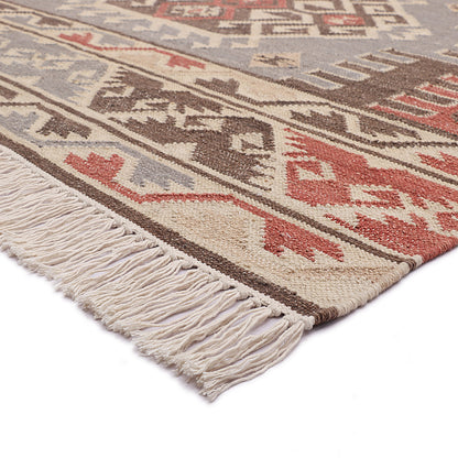 Hand Woven Wool Kilim - 5'x8'