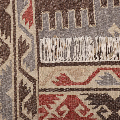 Hand Woven Wool Kilim - 5'x8'