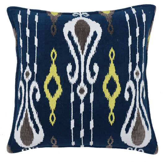 Blue Ikat Jacquard Cushion Cover