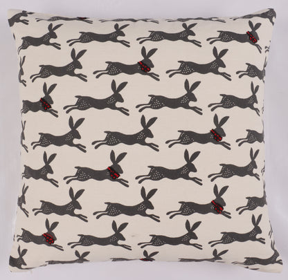 Black Rabbit Print Cushion Cover