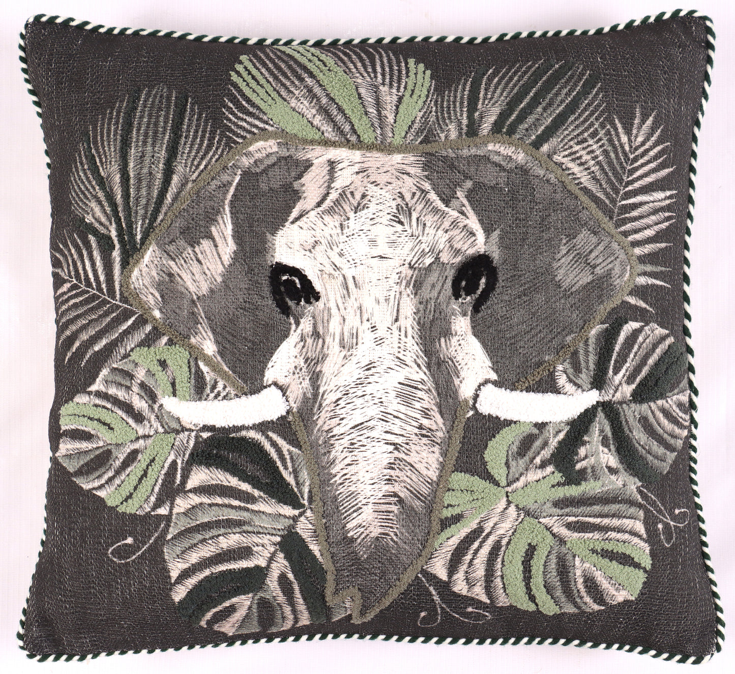 Black Elephant Print Cushion Cover