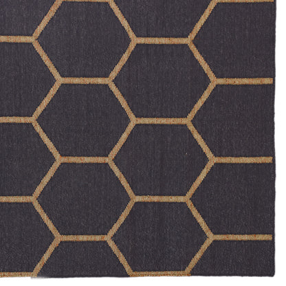 Blue Hexagon Hand Woven Cotton Runner - 2.5'x10'