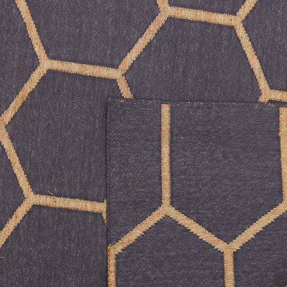 Blue Hexagon Hand Woven Cotton Runner - 2.5'x10'