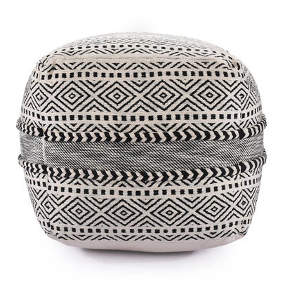 Black & Ivory Knitted Pouf