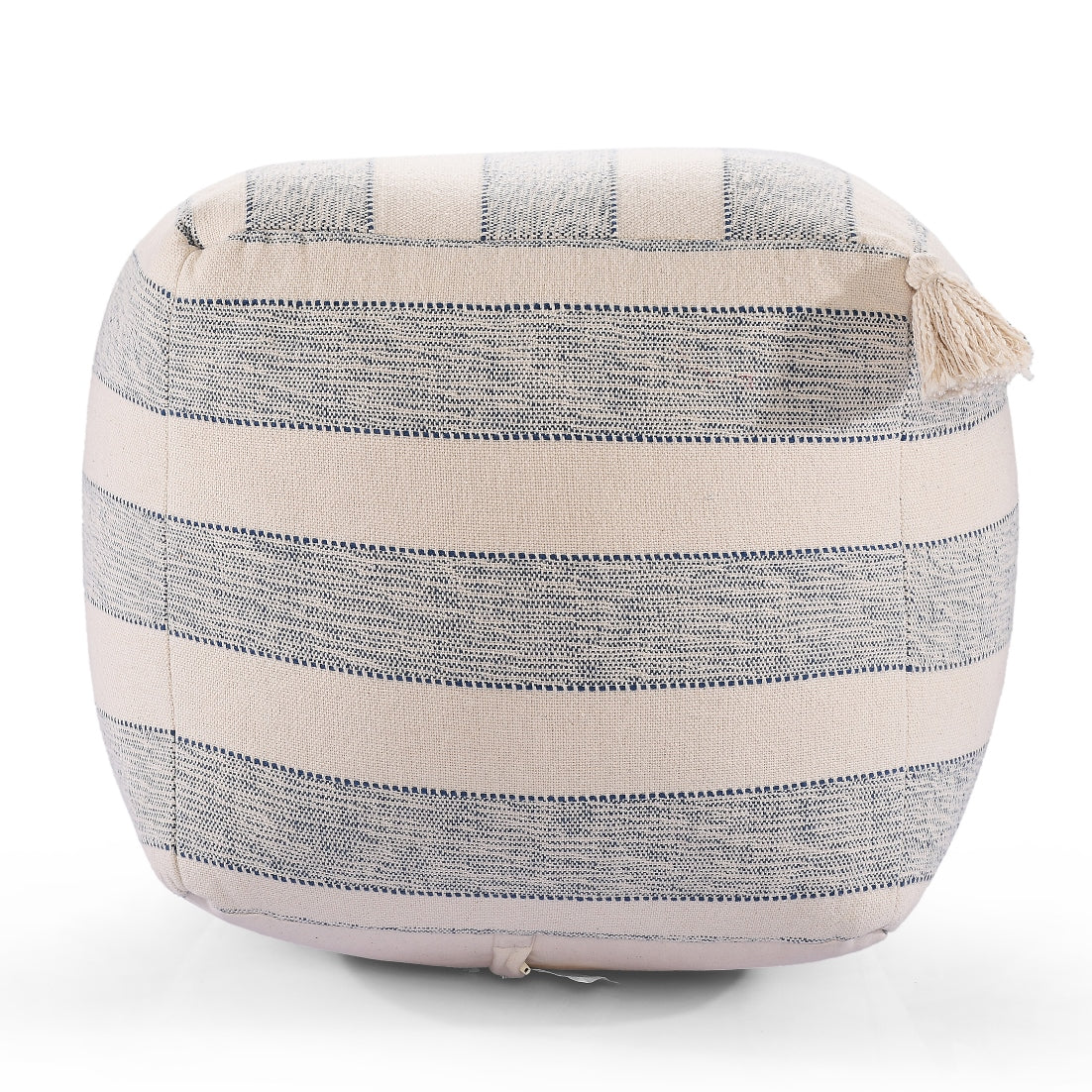 Blue & Ivory Knitted pouf