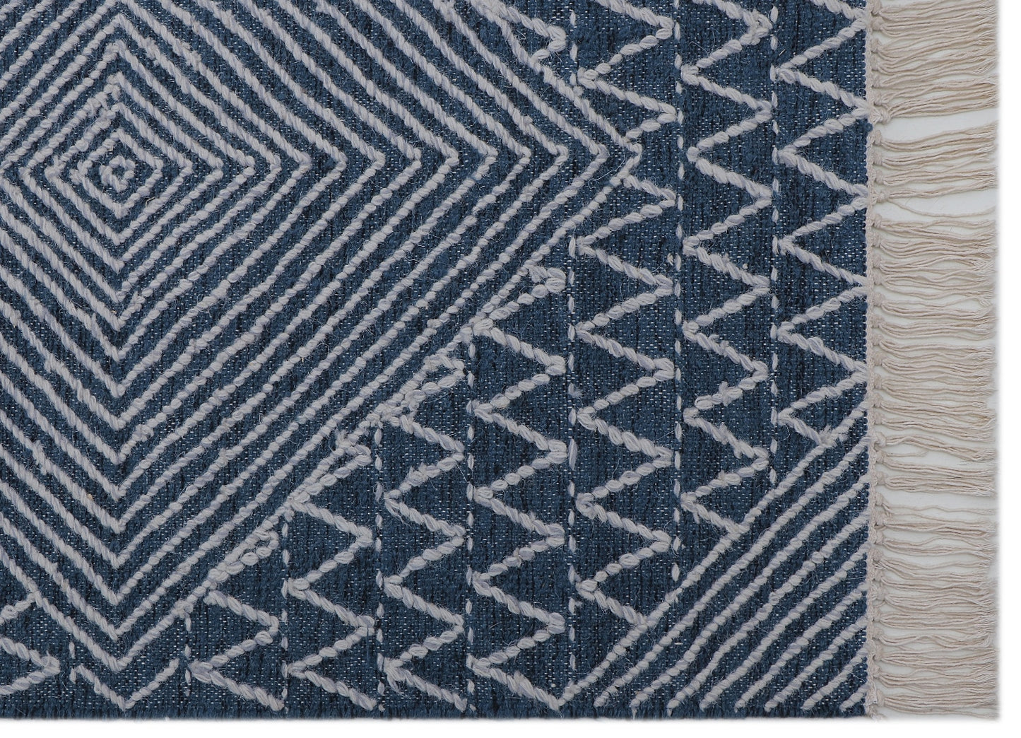 Hand Woven Blue Wool Rug - 5'x8'