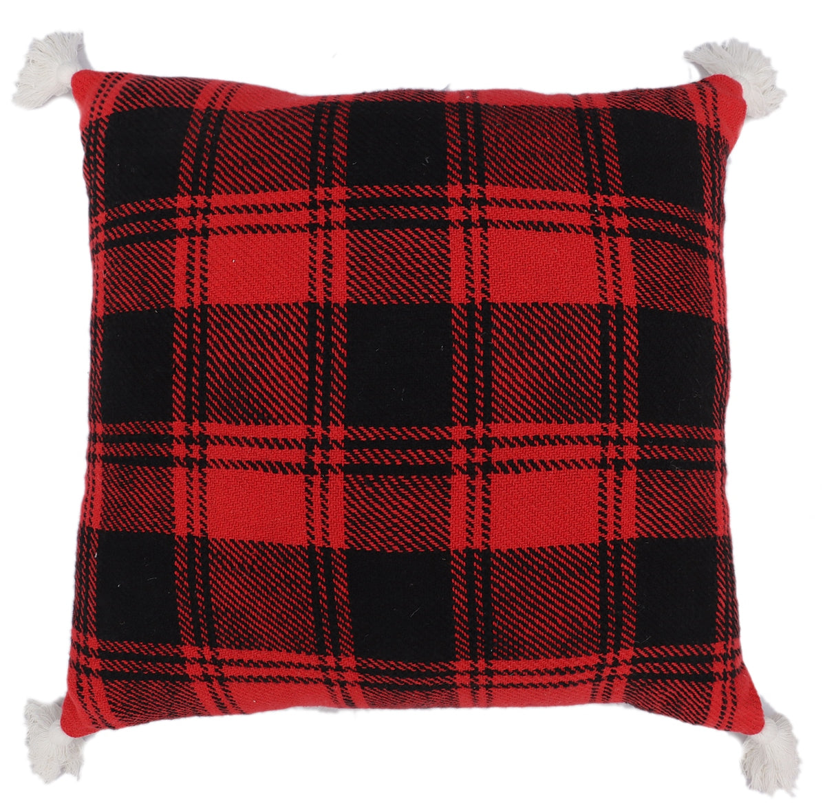Red and Black Checkered Cotton Cushion Cover