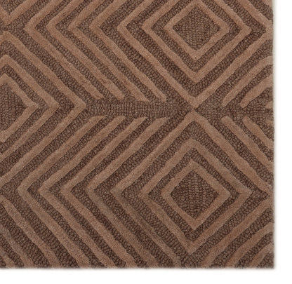 Beige and Brown Hand Tufted Wool Rug - 5'x8'