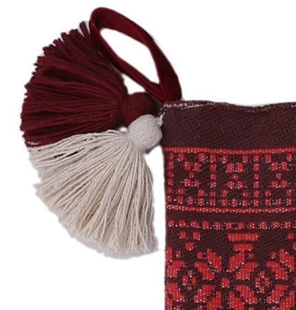 Maroon and Red Jacquard Christmas Stocking