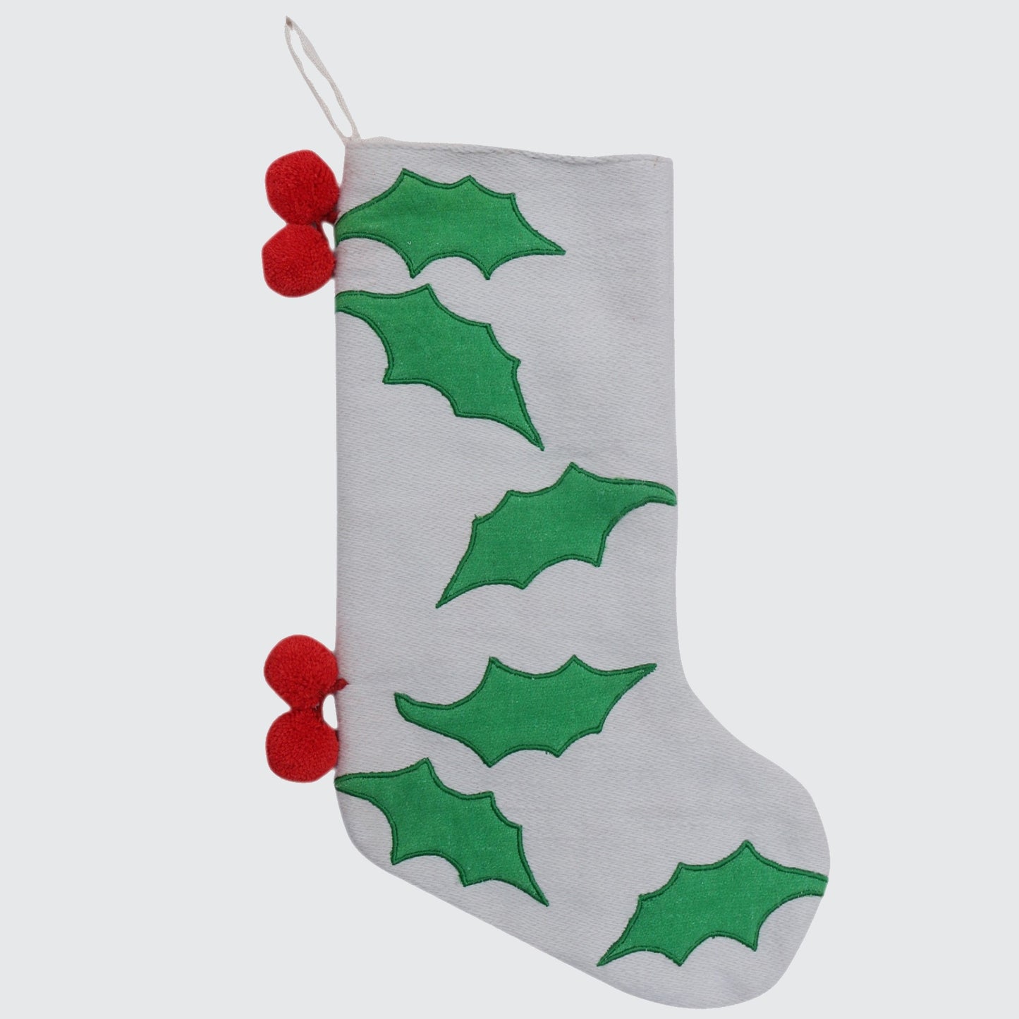 White and Green Jacquard Christmas Stocking