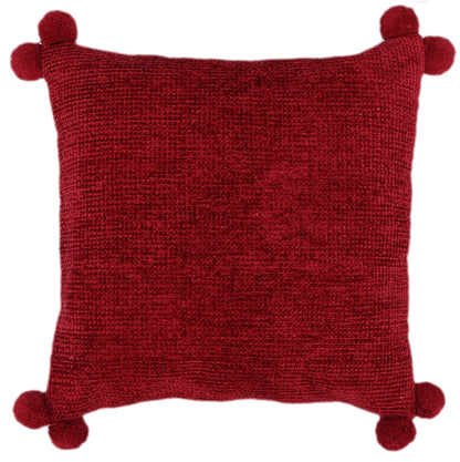 Red Chenille Woven Cushion Cover