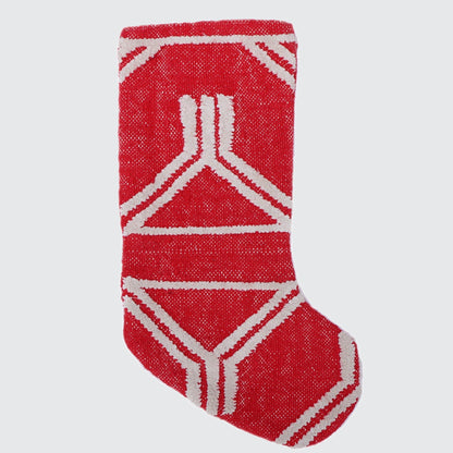 Red and White Jacquard Christmas Stocking
