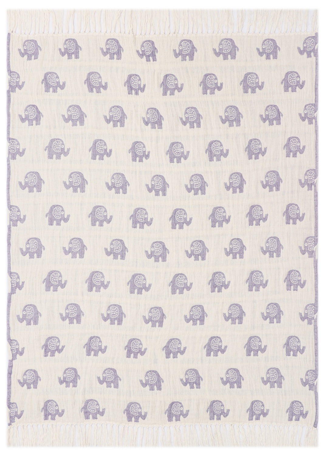 Lavender and Ivory Reversible Cotton Jacquard Throw
