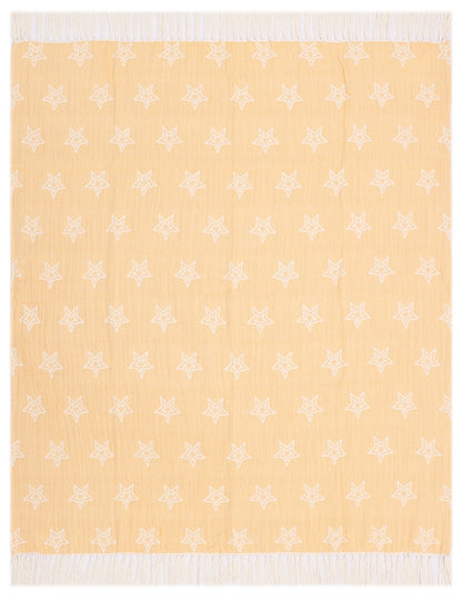 Yellow and Ivory Reversible Cotton Jacquard Throw
