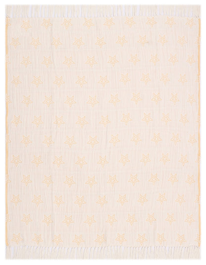 Yellow and Ivory Reversible Cotton Jacquard Throw