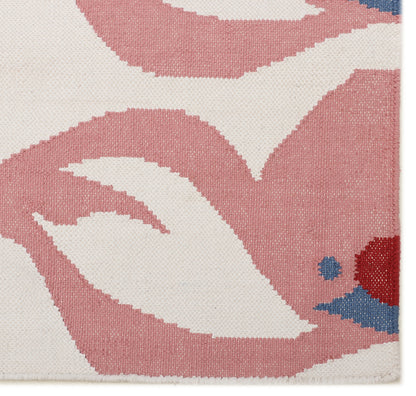 Pink and White Hand Woven Kilim - 5'x8'