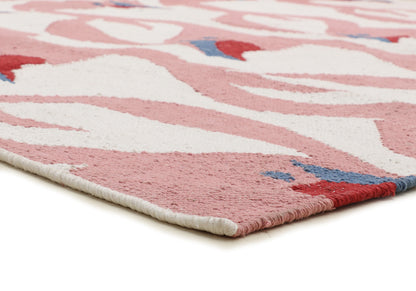 Pink and White Hand Woven Kilim - 5'x8'
