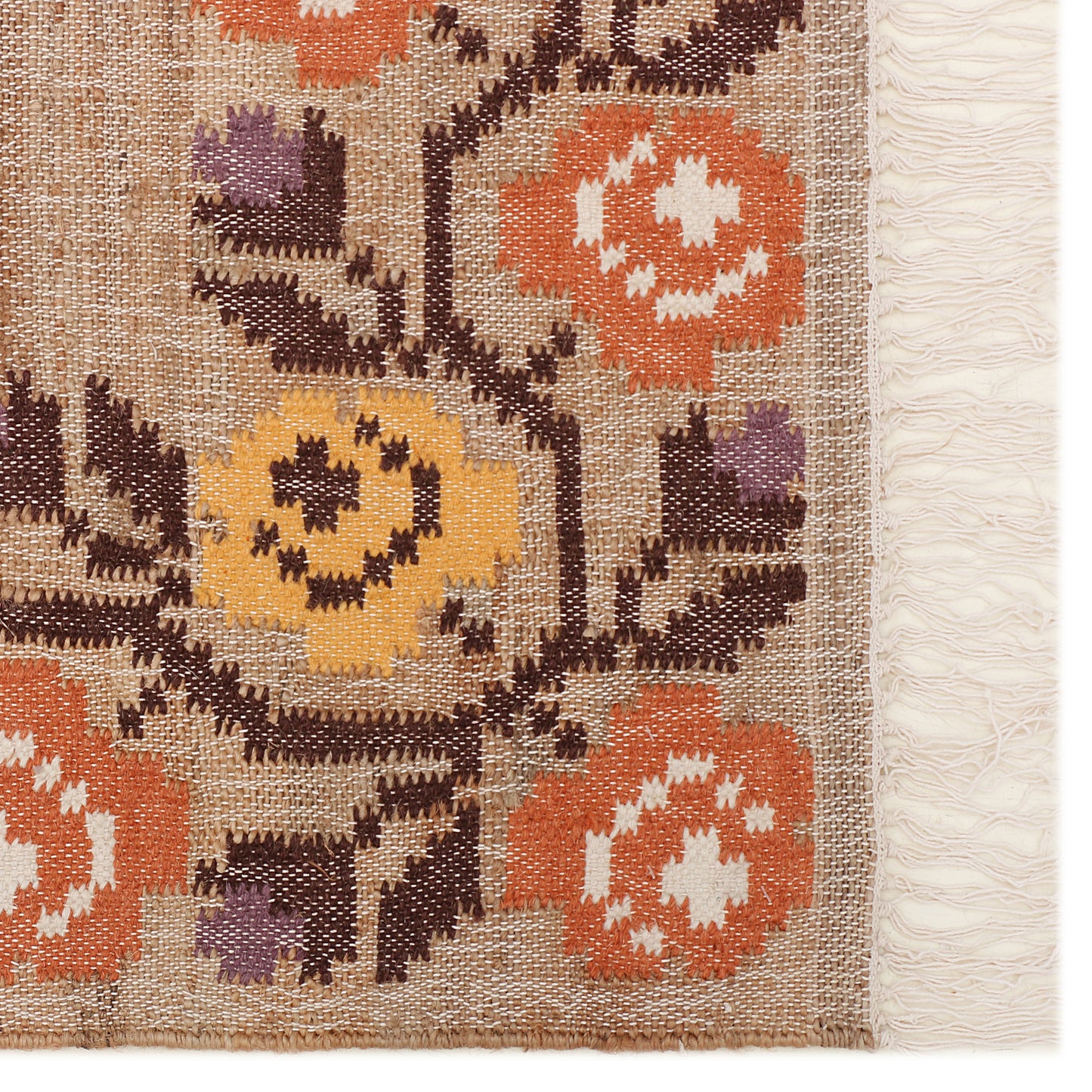 Hand Woven Wool/Jute Kilim - 5'x8'