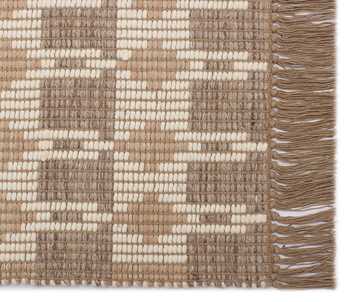 Brown and Ivory Hand Woven Wool Rug - 5'x8'