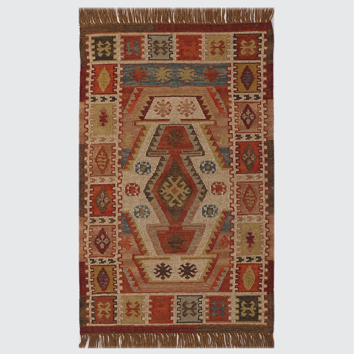 Multicolor Hand Woven Wool Punja Kilim - 3'x5'